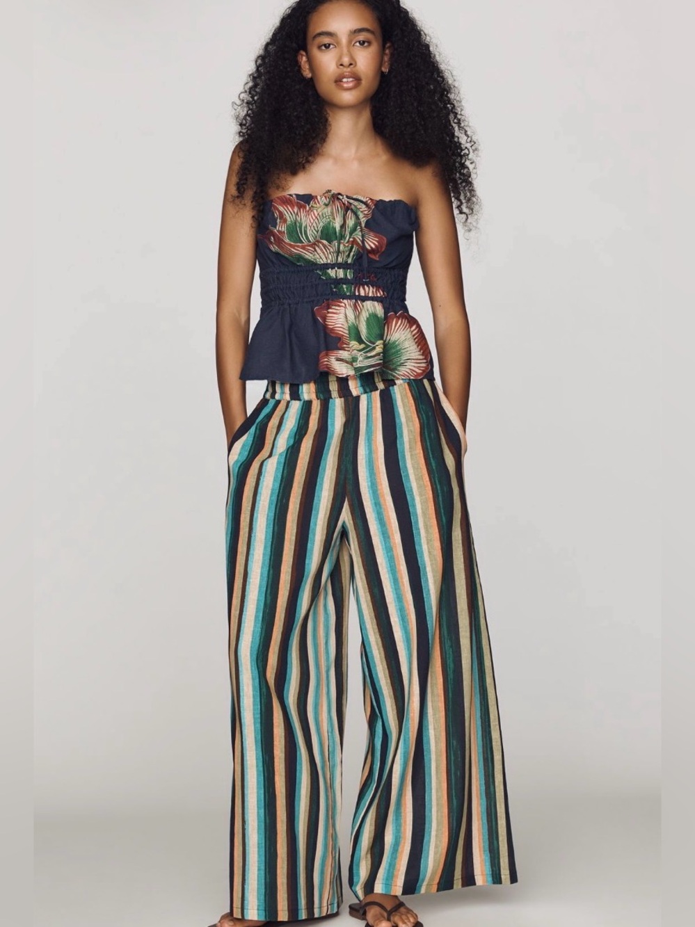 NWT Somerset Pull On Pants Printed Linen Cotton Edition